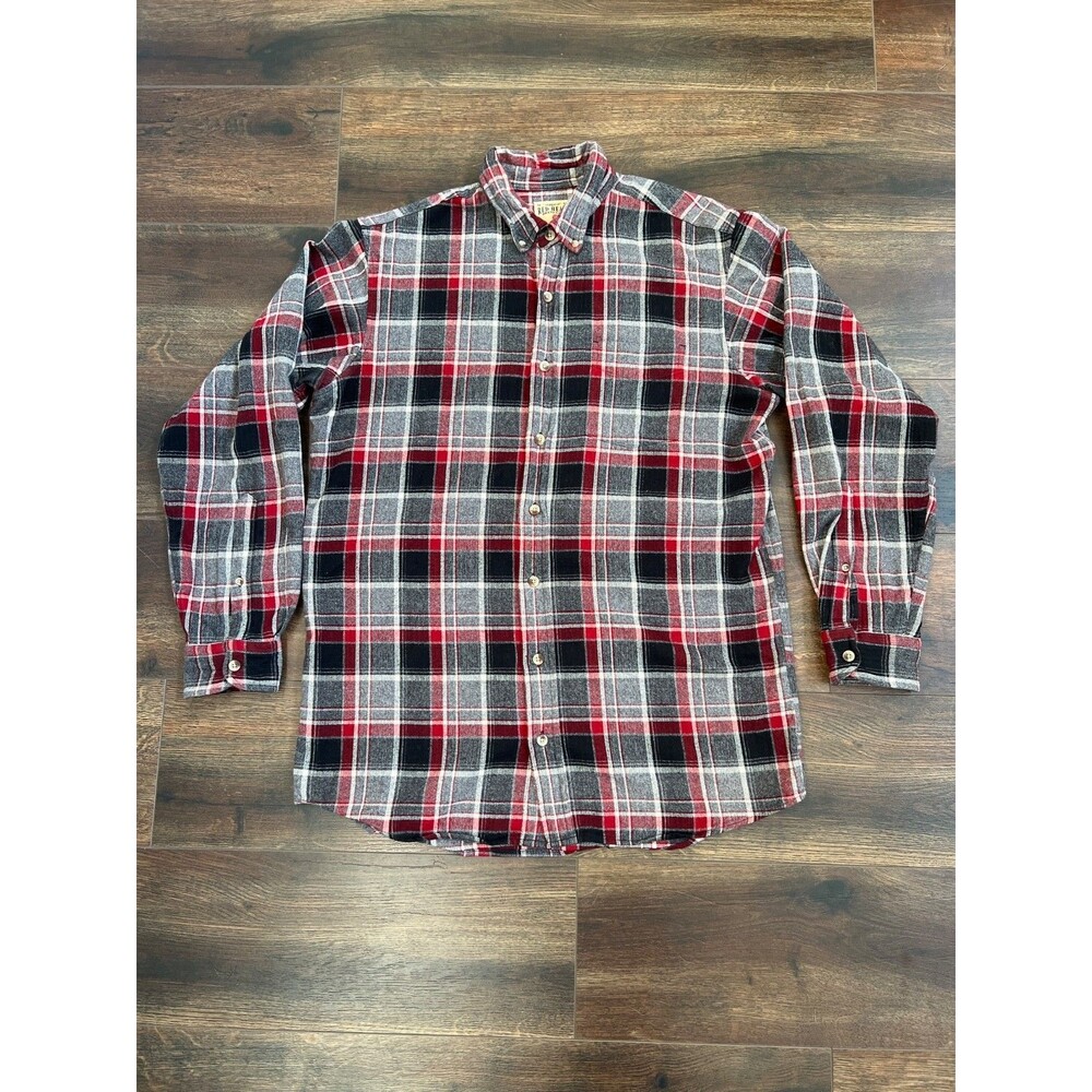 RedHead Shirt Size LT Large Red Black Gray Plaid Flannel Long Sleeve Button-Down